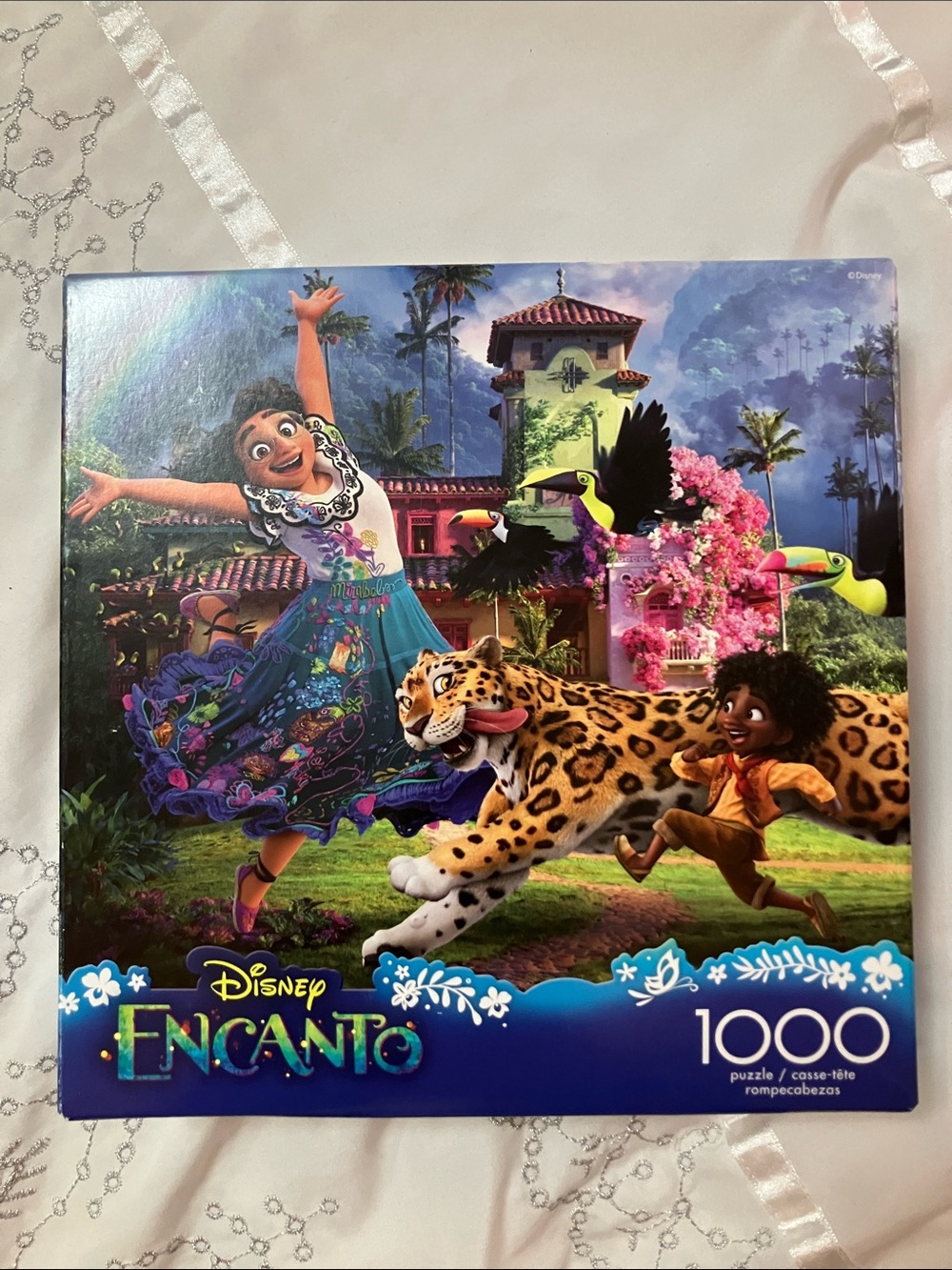 Disney Encanto Puzzle with Blue Box and Colorful Character Art